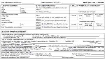 Ballast water reporting form